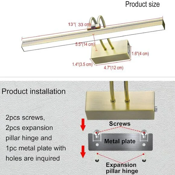 FUNCHDAY Picture Light Wireless, 13" Rechargeable Battery Operated Picture Light - Picture 6 of 6